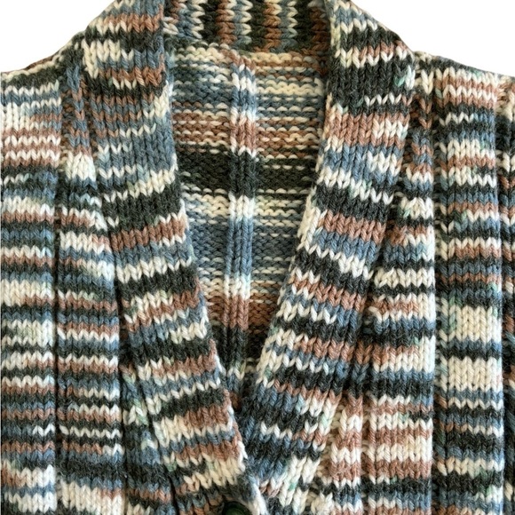 Handmade Clueless Preppy Wool Blend Boyfriend Chunky Cardigan Sweater M Pockets - Picture 5 of 7